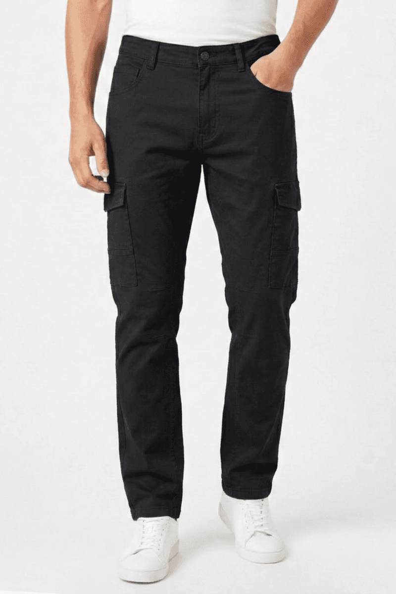 Men's 𝗣𝗿𝗲𝗺𝗶𝘂𝗺 6 Pocket Stretch Twill Cargo Pant - Black