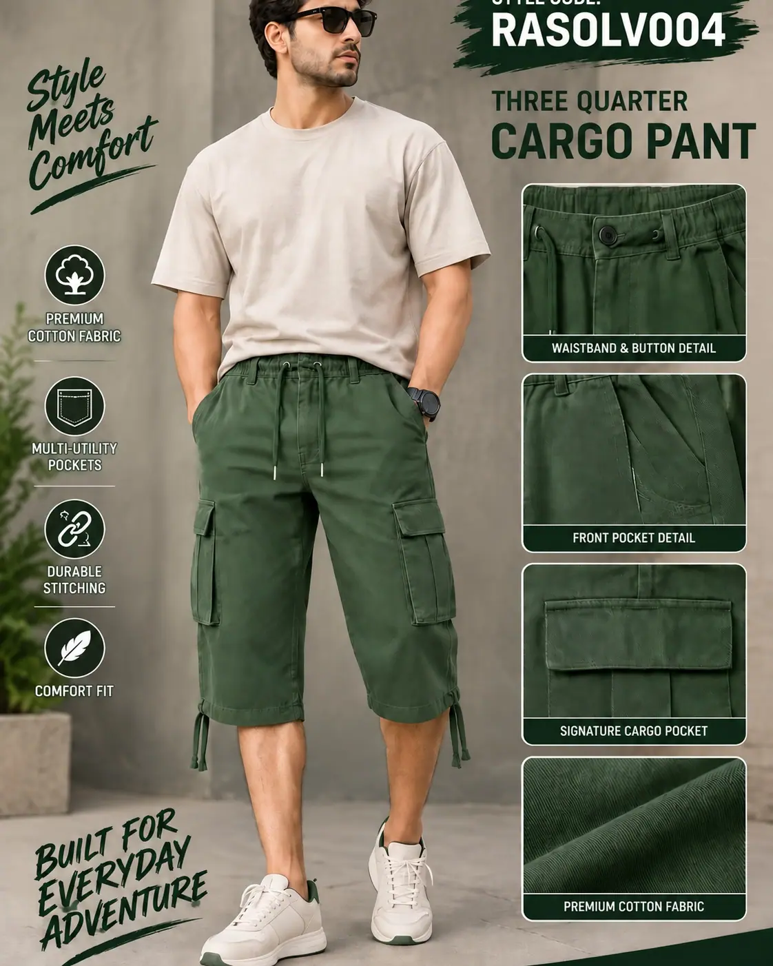 Cargo Shorts - Olive Green