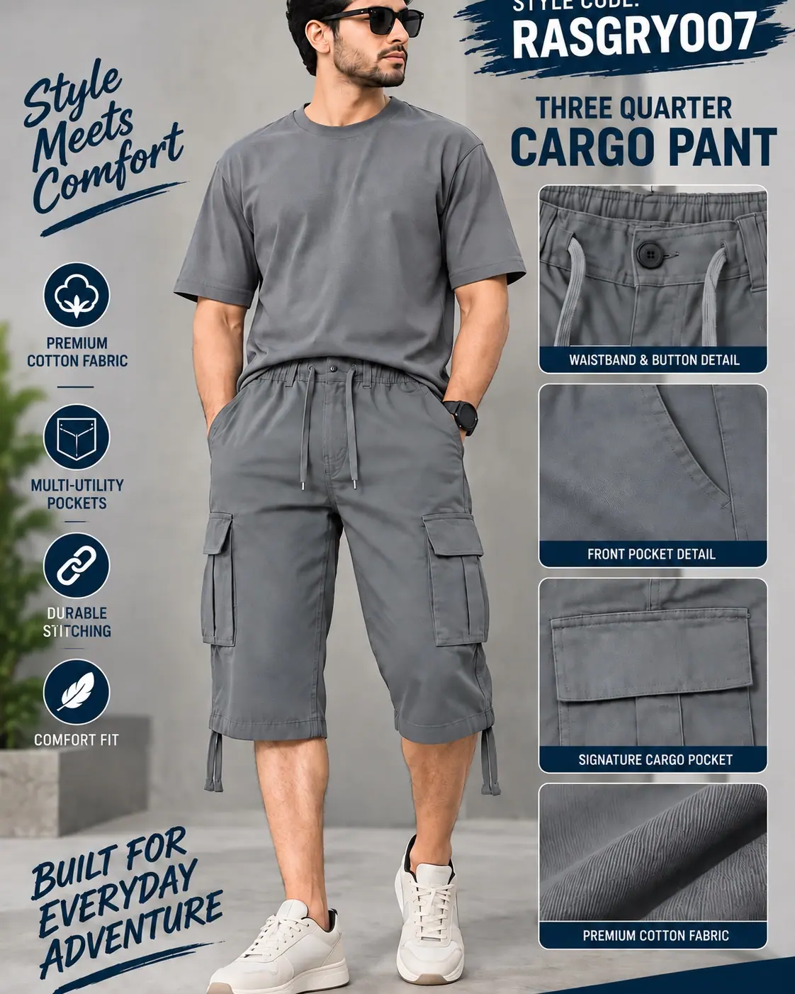 Cargo Shorts - Ash Gray