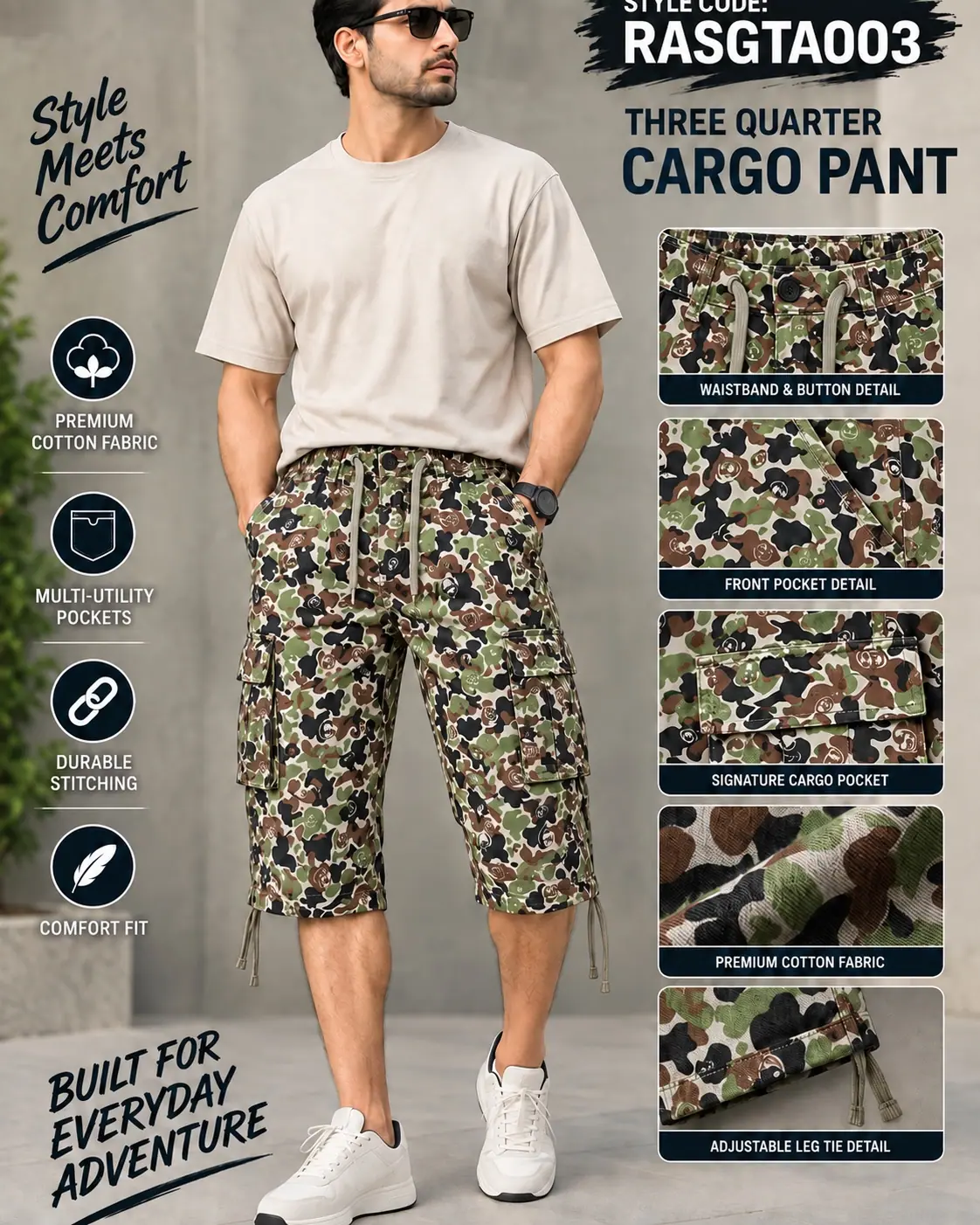 Cargo Shorts - Ghost Army Colour