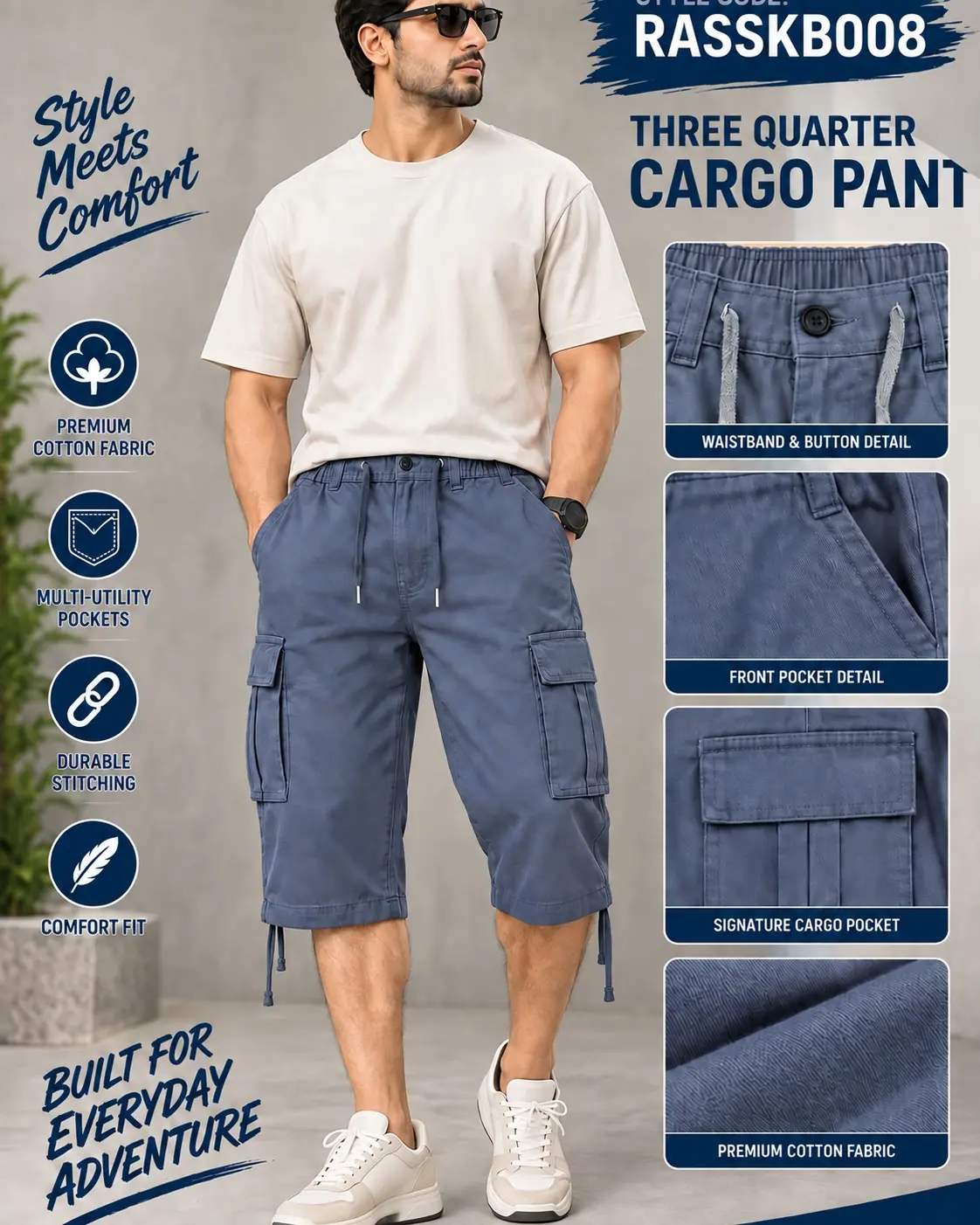 Cargo Shorts - Slate Blue