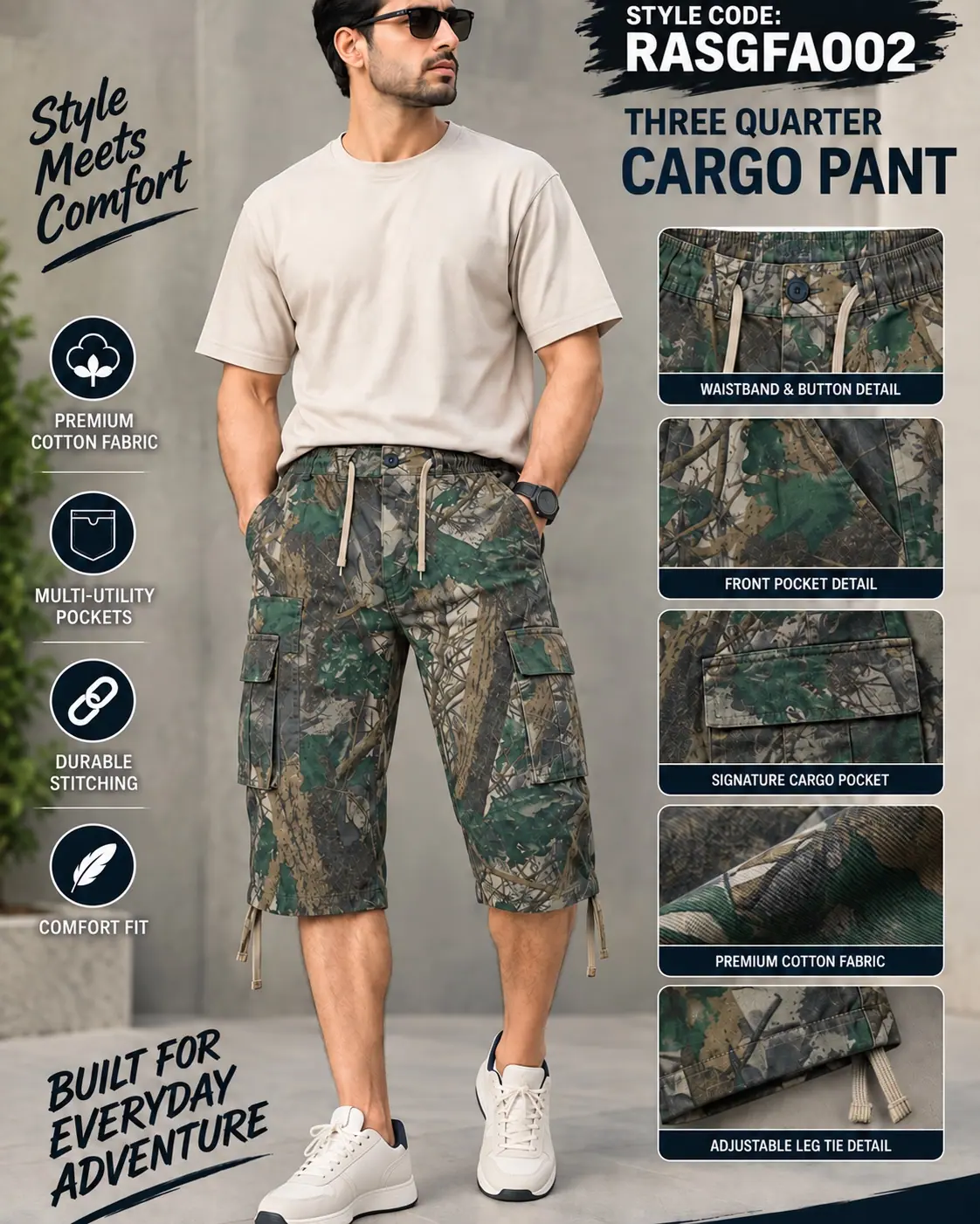 Cargo Shorts - Leafs Army Colour
